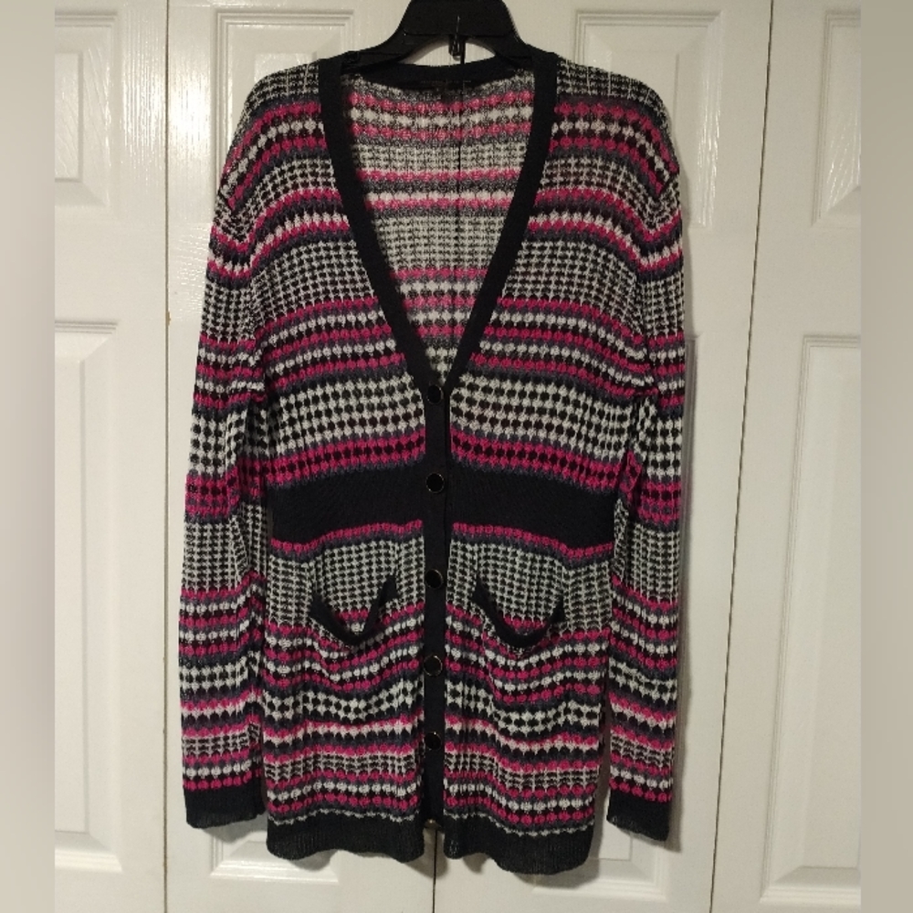 Rachel Roy Signature Long Striped Cardigan